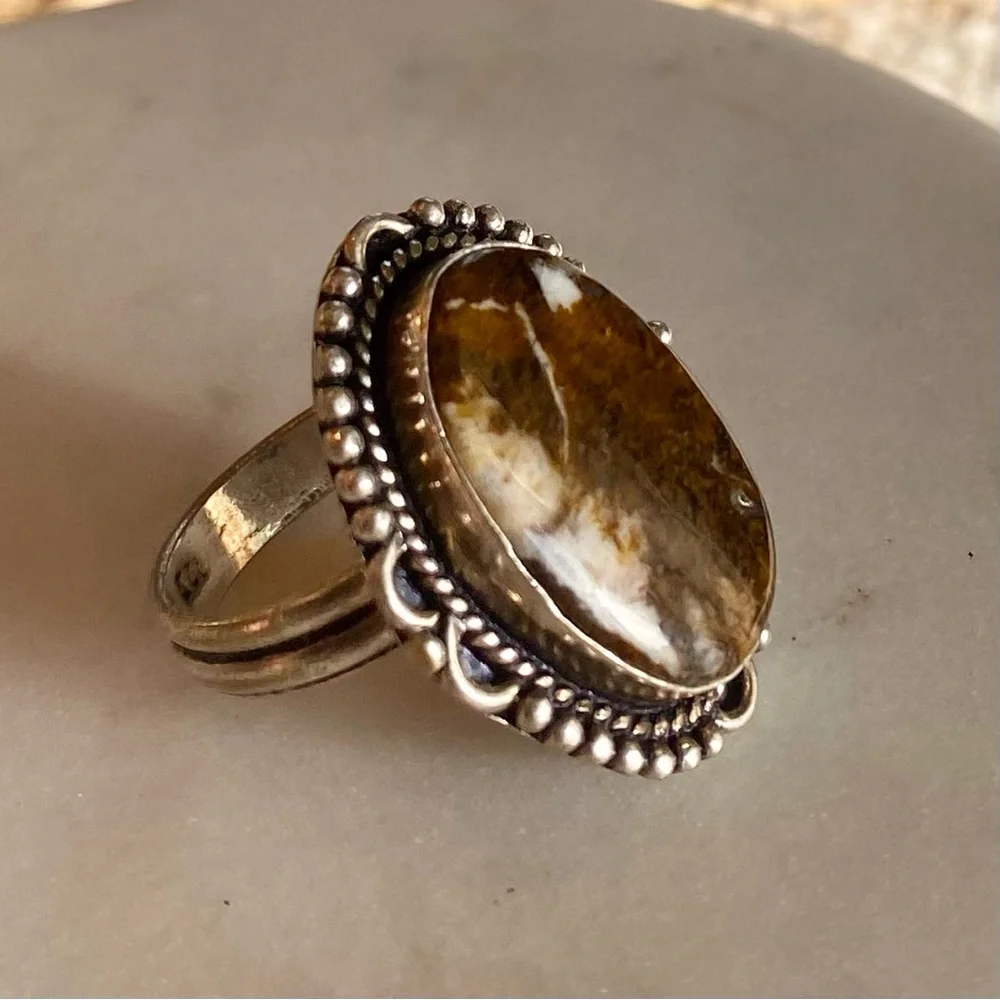 Brown Agate Statement Ring